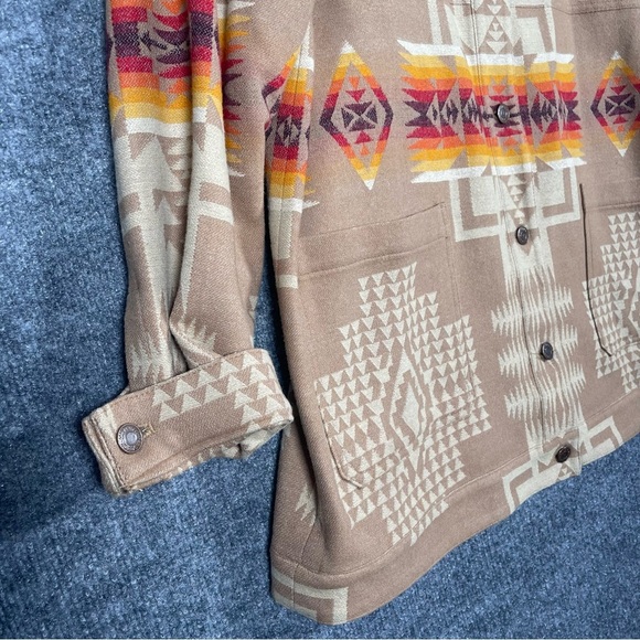 Pendleton Jacquard Barn Jacket Women’s XL 100% Wool Shacket Aztec Yellowstone - Picture 9 of 14